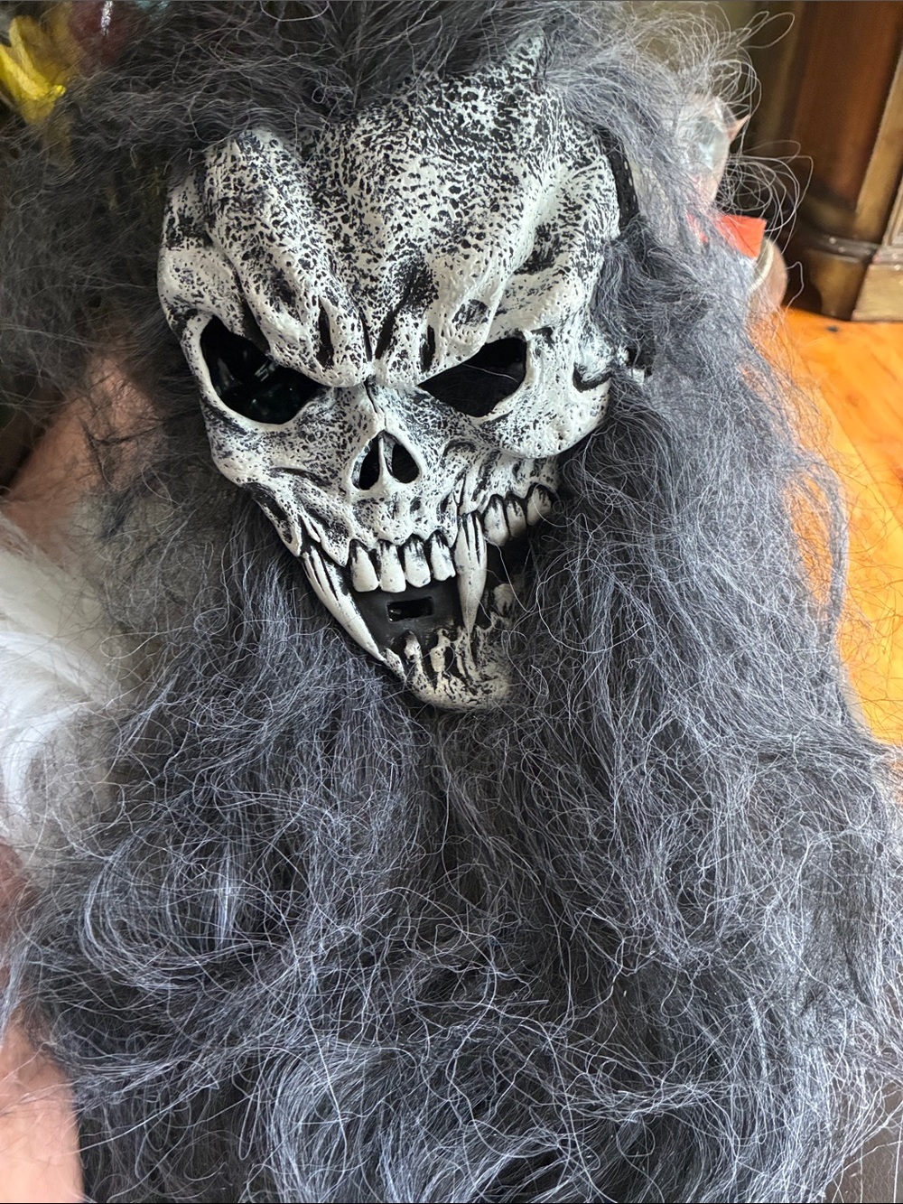 Gray Skull Hairpiece Beard for Men Grooming crazy hair Halloween